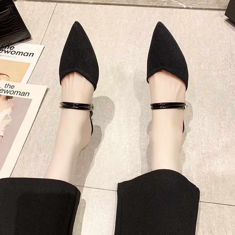 Heightening One-Line Toe Half-Sandals