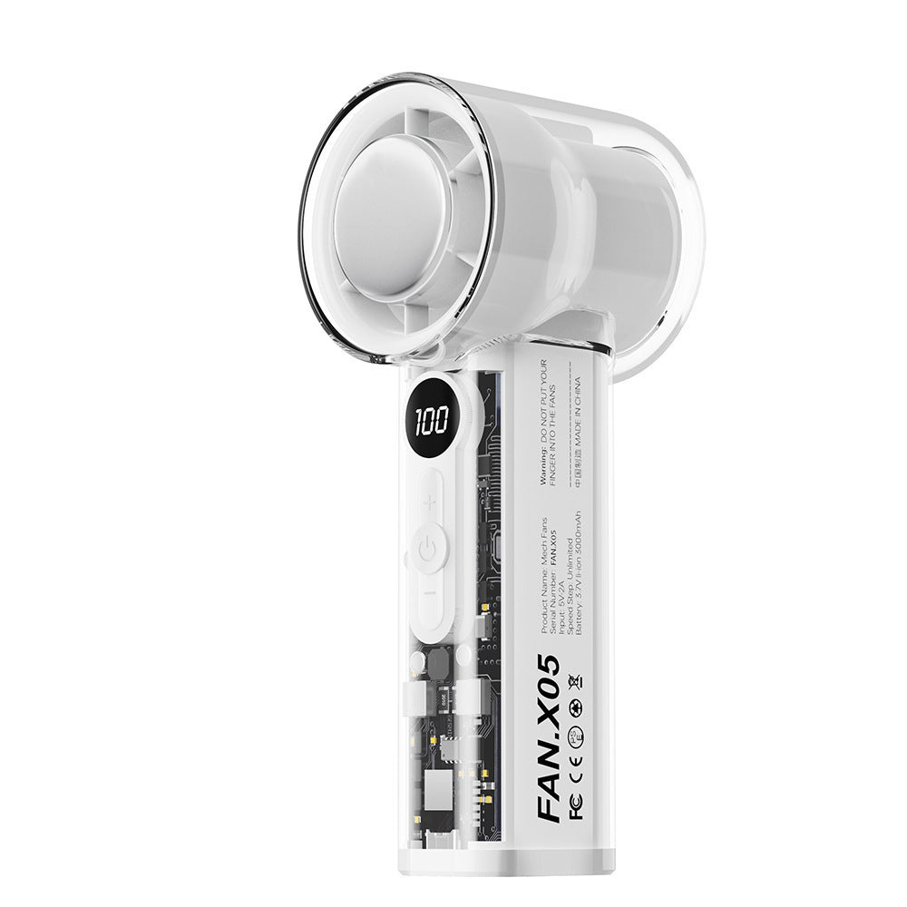 Mini ventilador de mano recargable USB con pantalla digital
