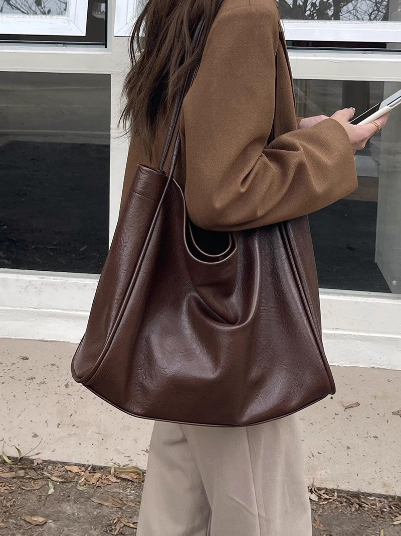 Retro Large Capacity Soft PU Tote Bag