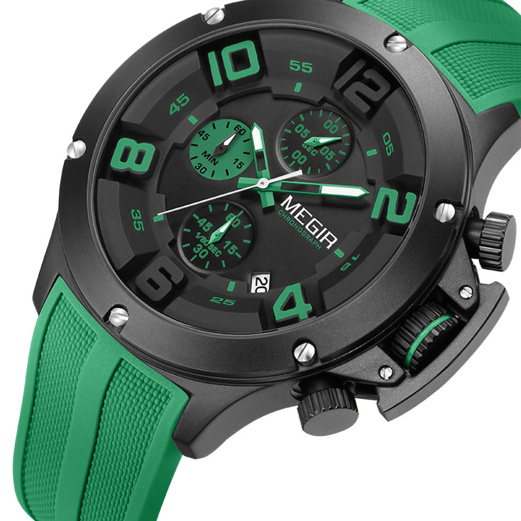 Multi-function Sports Quartz Watch with Silicone Strap