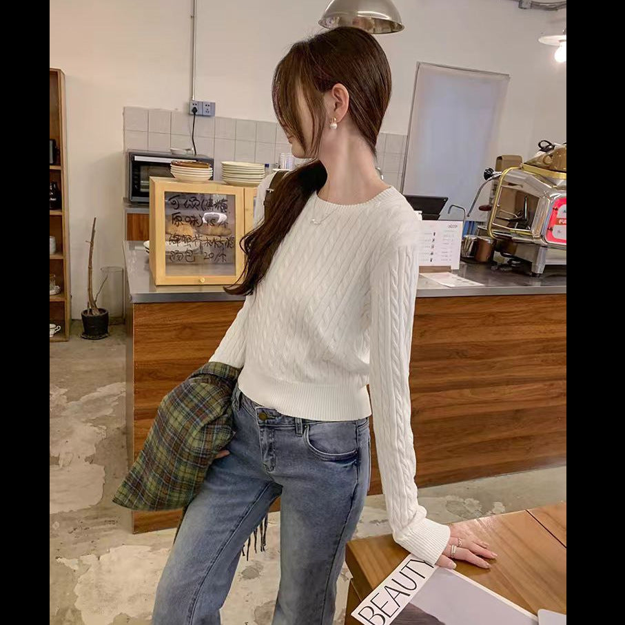 Womens Twist Knit Pullover Sweater
