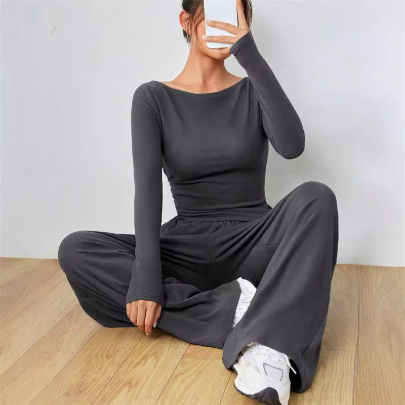 Wide-leg pants two-piece set