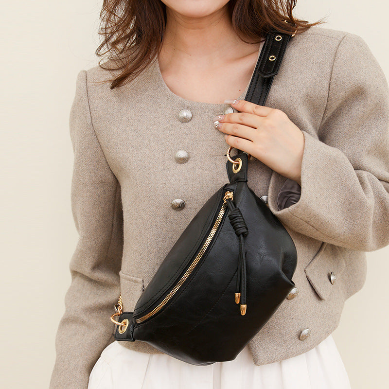 Oval Crossbody Bag with Zipper