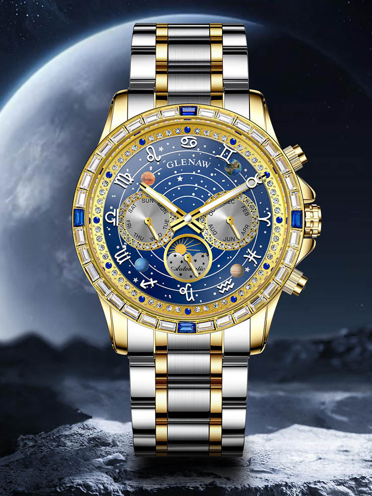 Automatic Zodiac Mechanical Watch with Luminous Dial