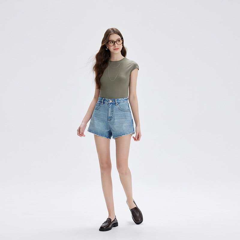 Womens High Waist Denim Shorts