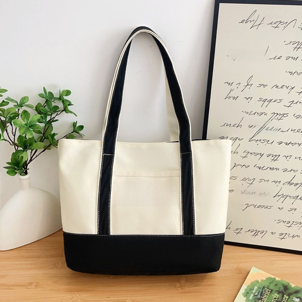 Personalized Embroidery Canvas Shoulder Bag with Silk Scarf