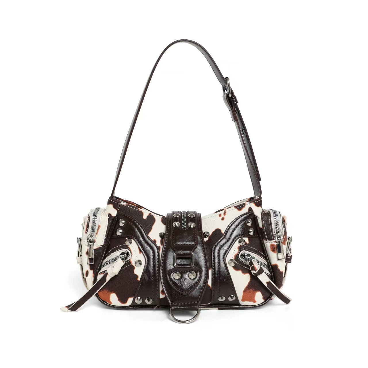 Bolso bandolera de cuero con correa inclinada para mujer