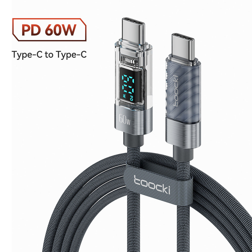 Cable USB-C con pantalla digital transparente Toocki de 60 W