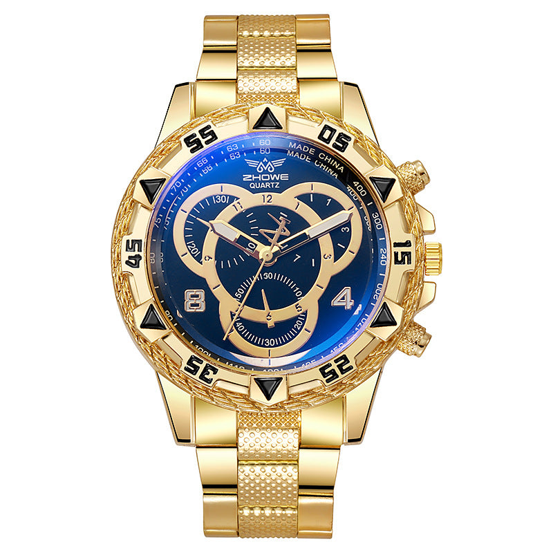 Mens Quartz Watch Large Dial Alloy Strap