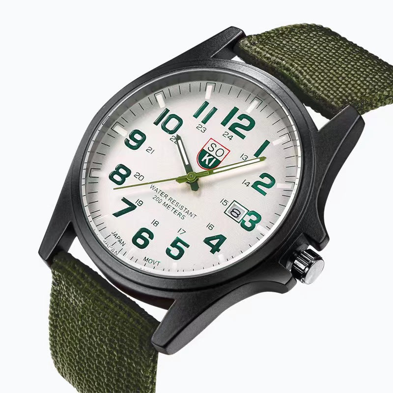 Men's Military Quartz Watch with Nylon Strap