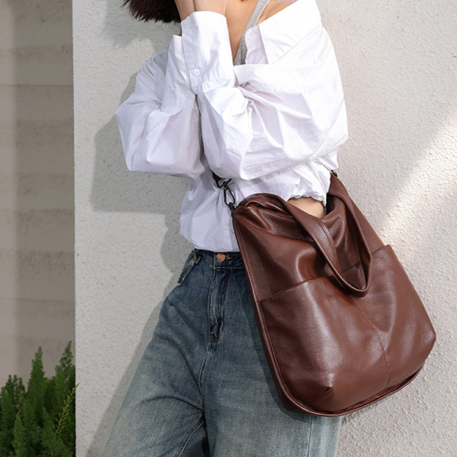 Genuine Leather Crossbody Bag with Adjustable Strap