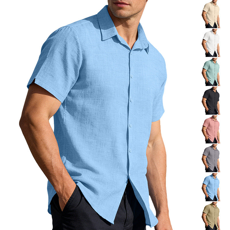 Mens Short Sleeve Lapel Shirt