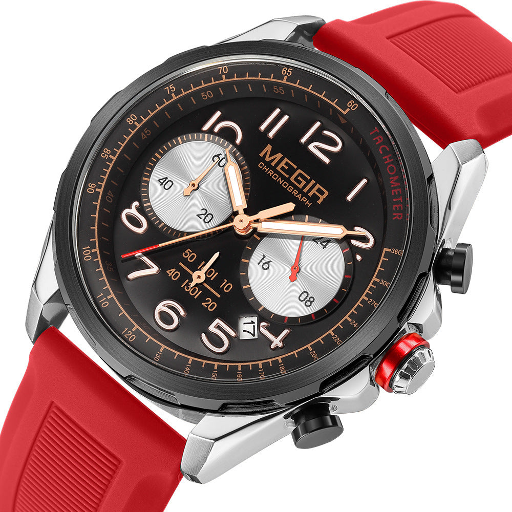 MEGIR Men's Sport Chronograph Watch with Silicone Strap