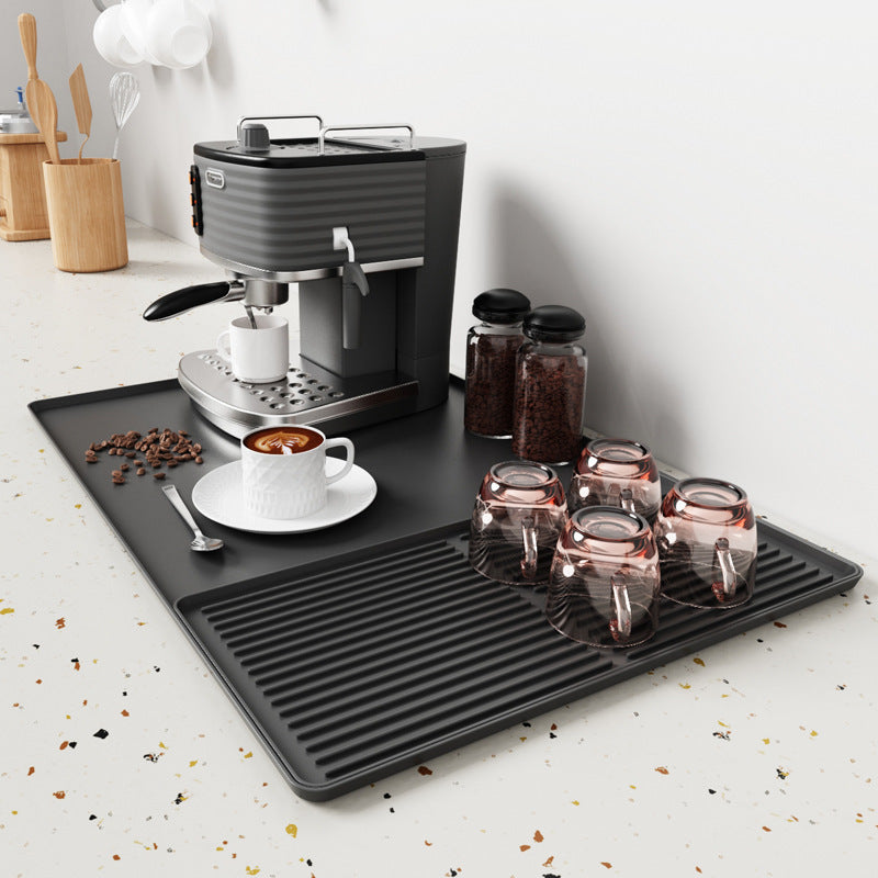 Silicone Coffee Machine Mat with Drainage Tray