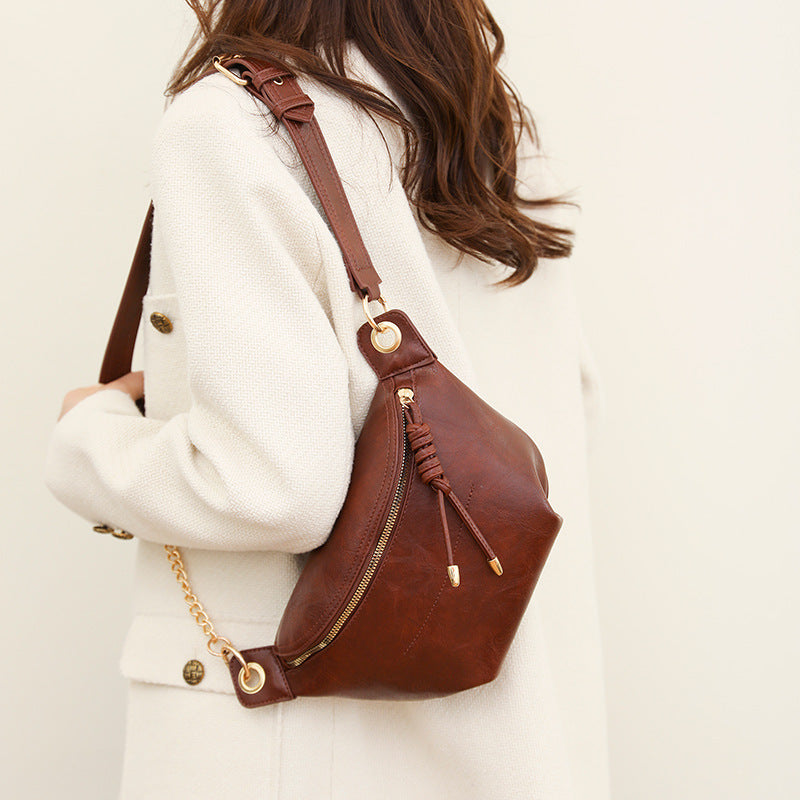 Oval Crossbody Bag with Zipper