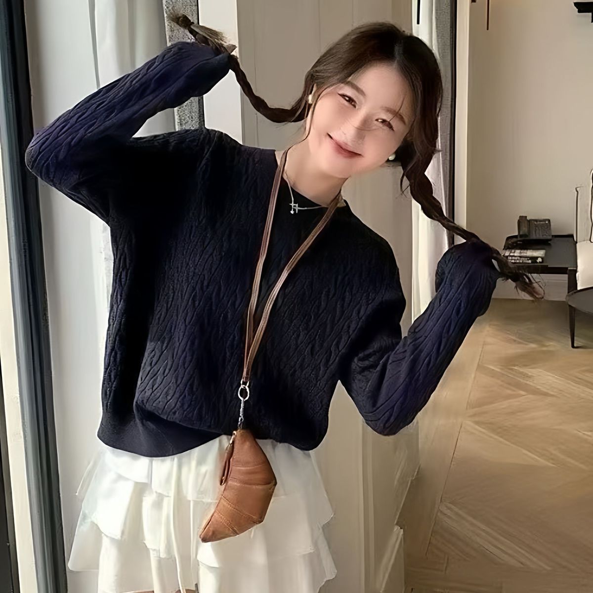 Womens Twist Knit Pullover Sweater