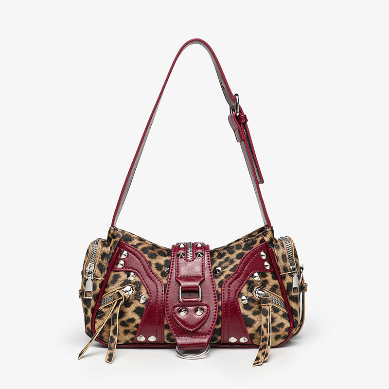 Bolso bandolera de cuero con correa inclinada para mujer
