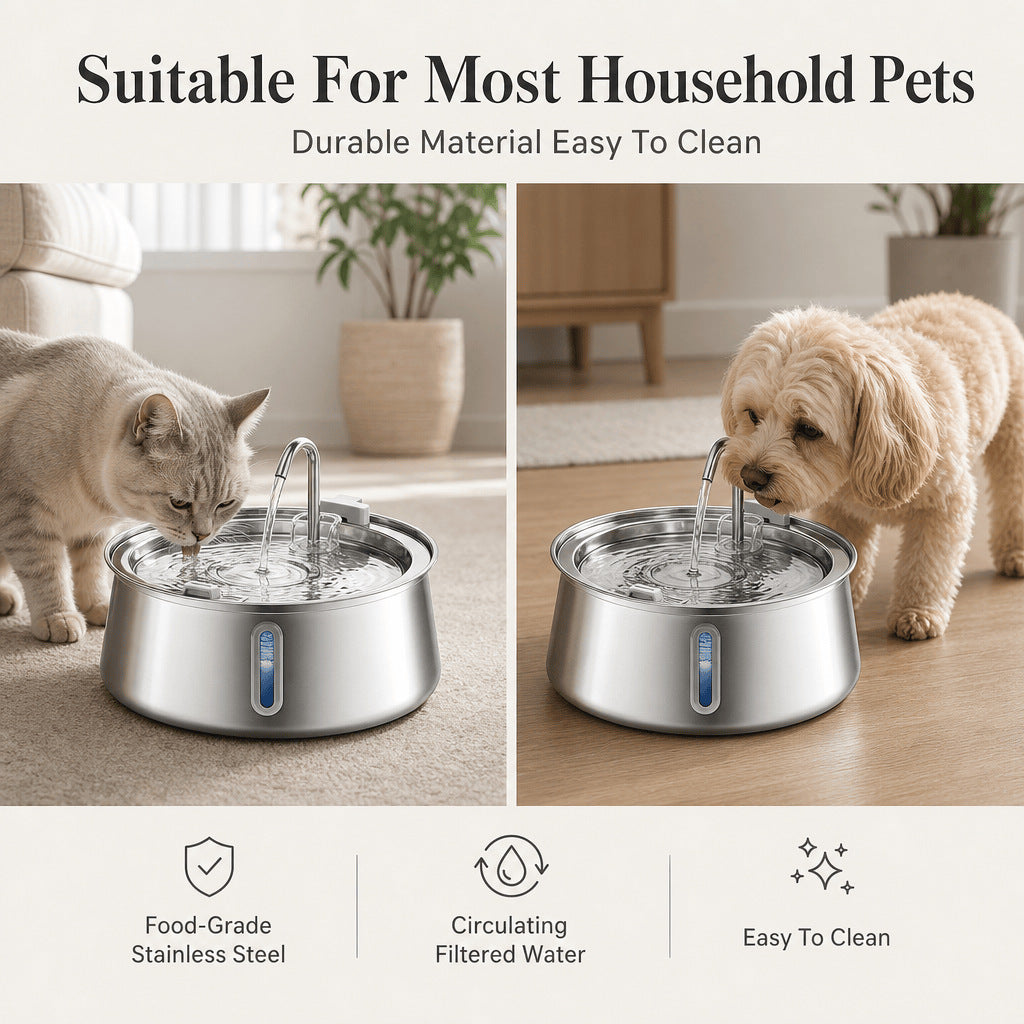 Dispensador automático de agua para mascotas con filtración y alimentación USB