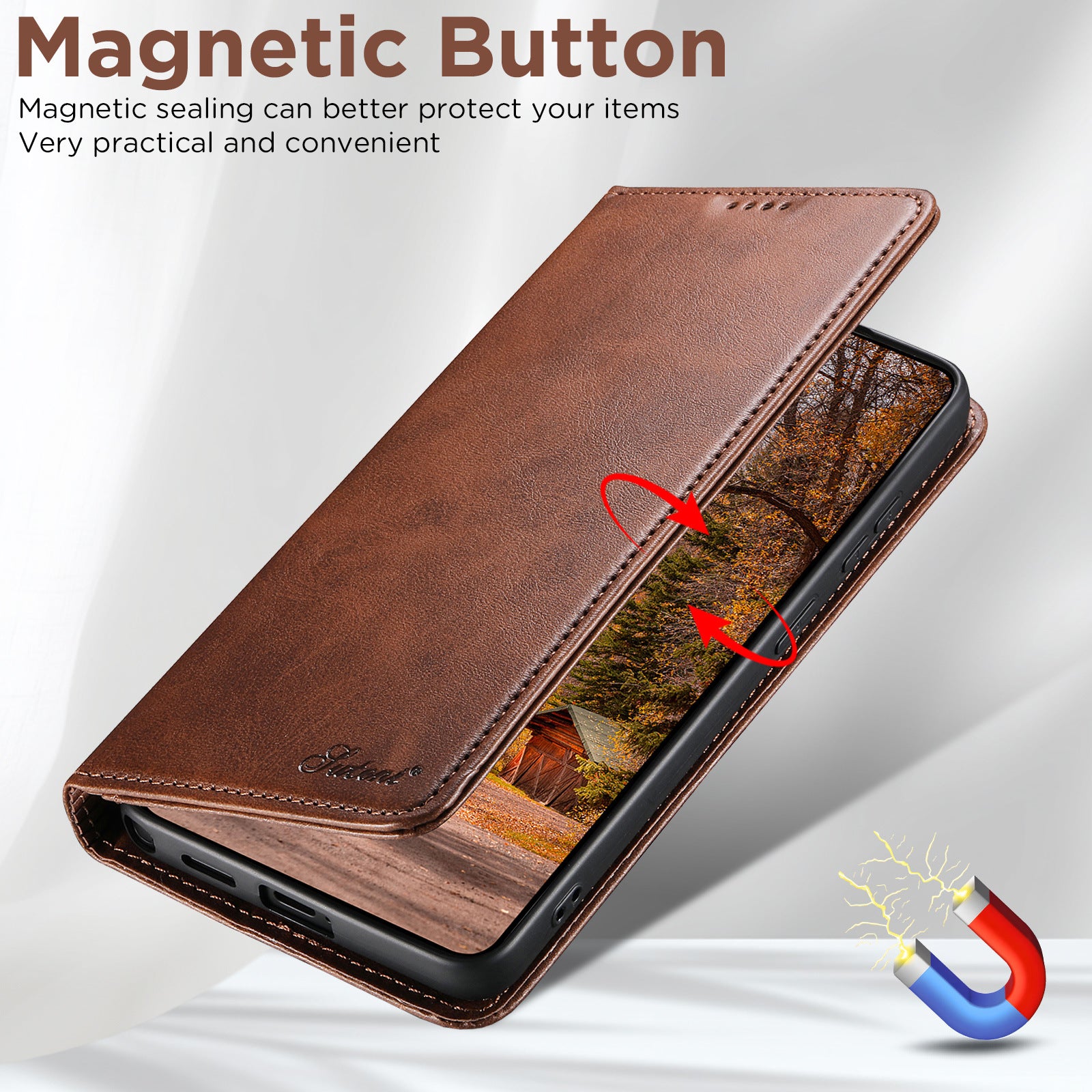 Funda magnética de cuero para teléfono Samsung Galaxy