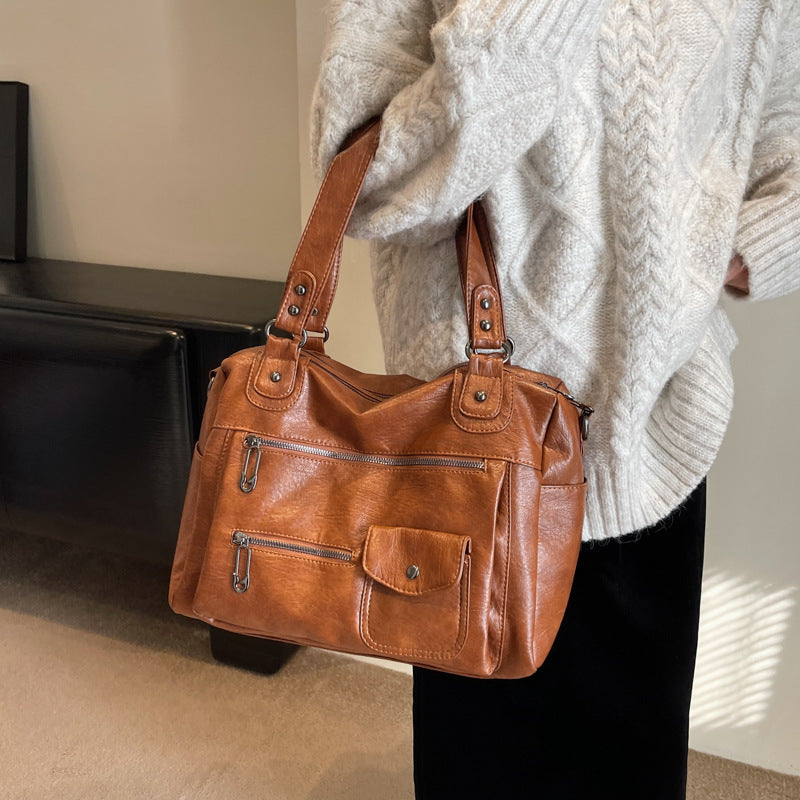 Retro PU Leather Women's Shoulder Tote Bag