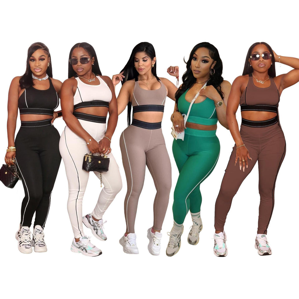 Yoga Sleeveless Push-Up Sports Vest High-Waisted Fitness Set