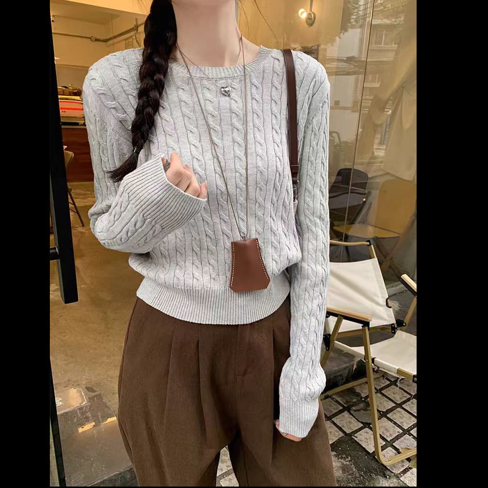Womens Twist Knit Pullover Sweater