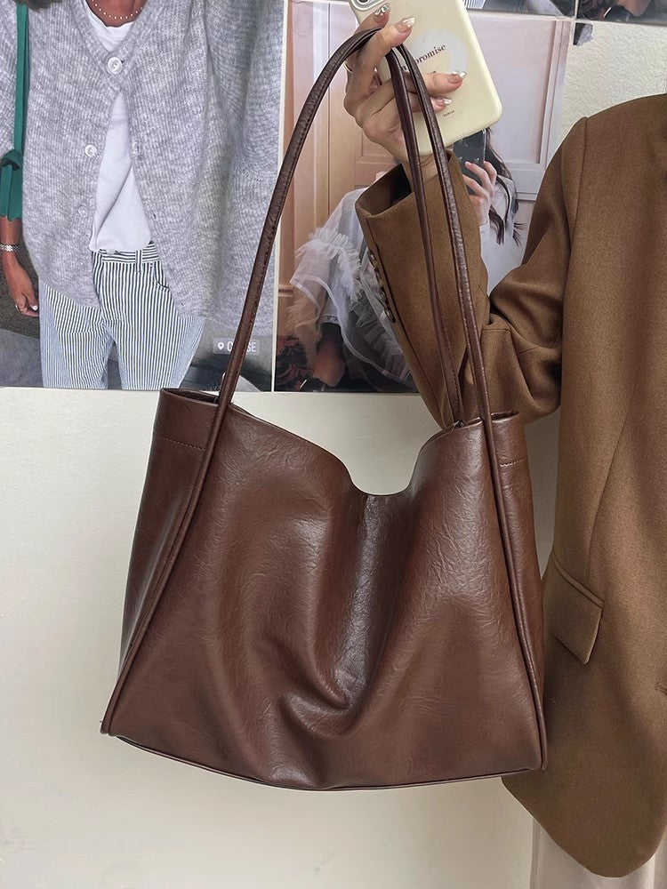 Retro Large Capacity Soft PU Tote Bag