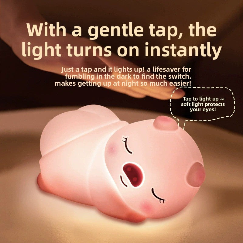 Luz nocturna de silicona Creative Pig con carga USB