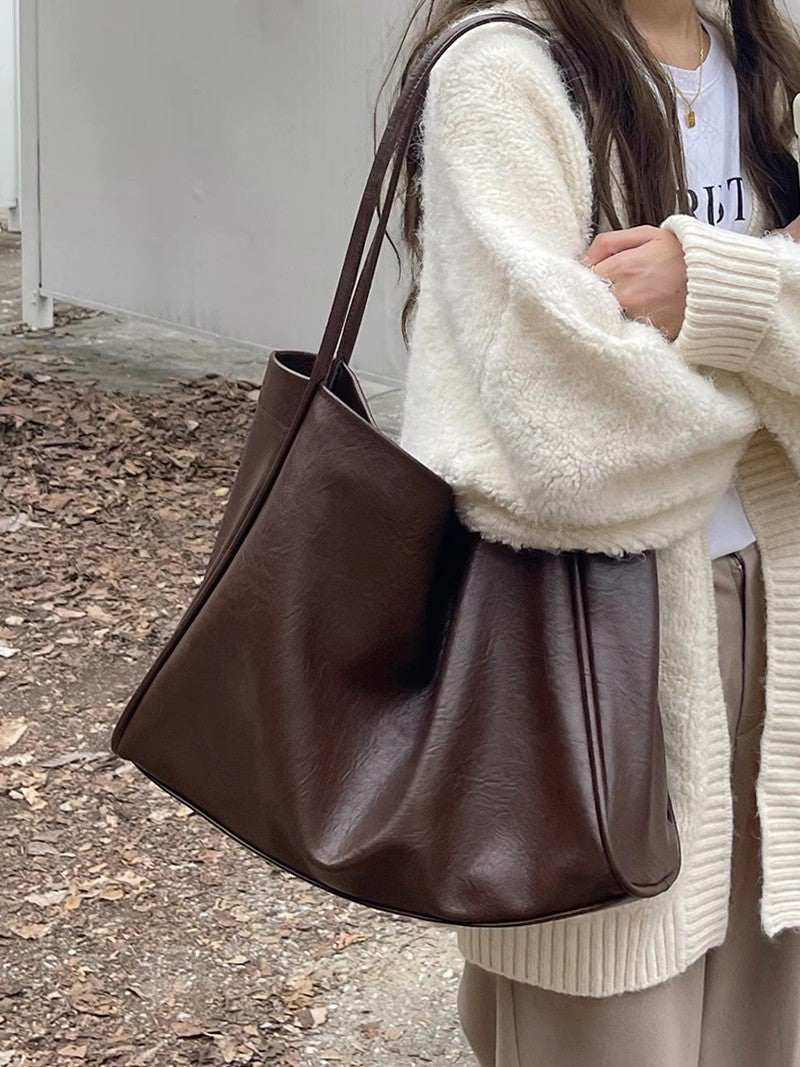 Retro Large Capacity Soft PU Tote Bag