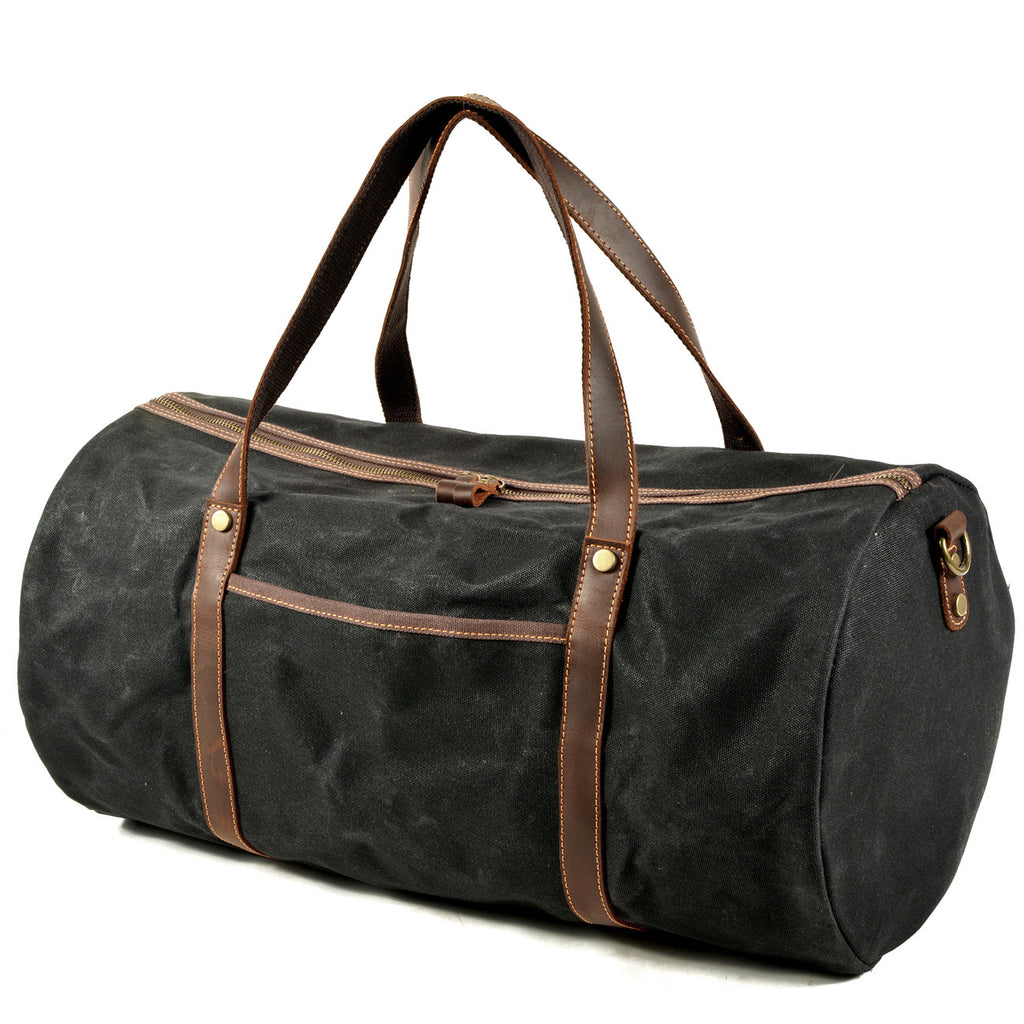 Retro Canvas Travel Bag with Leather Trim